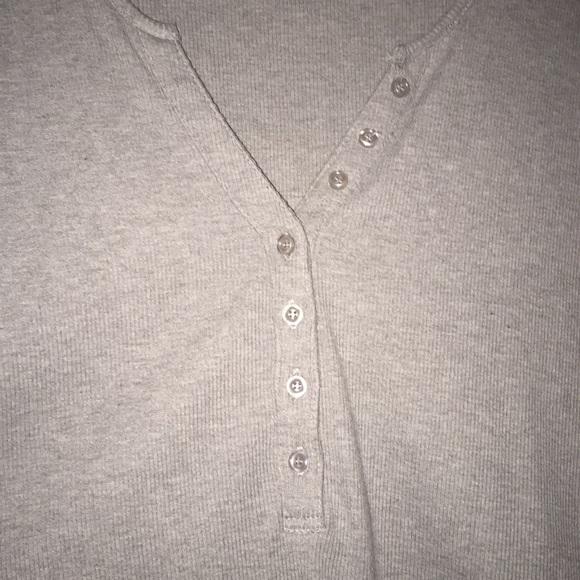 Gray cotton v-neck button up bodysuit - Picture 2 of 3